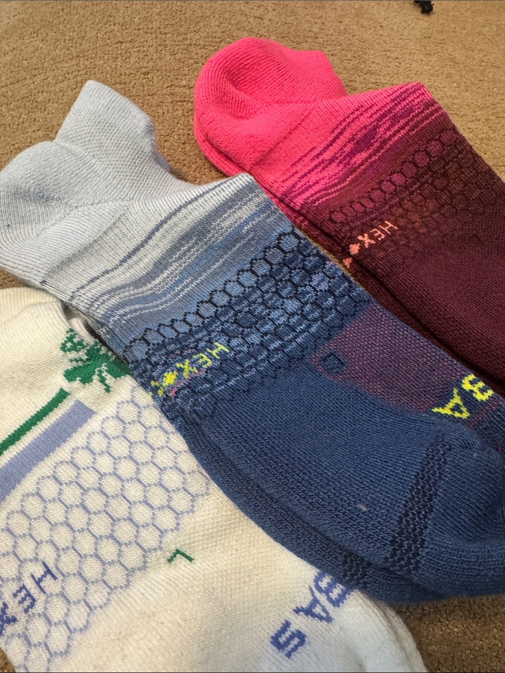 Bombas Unisex Athletic Crew Socks - Navy, Light Blue & Pink (3-Pack)